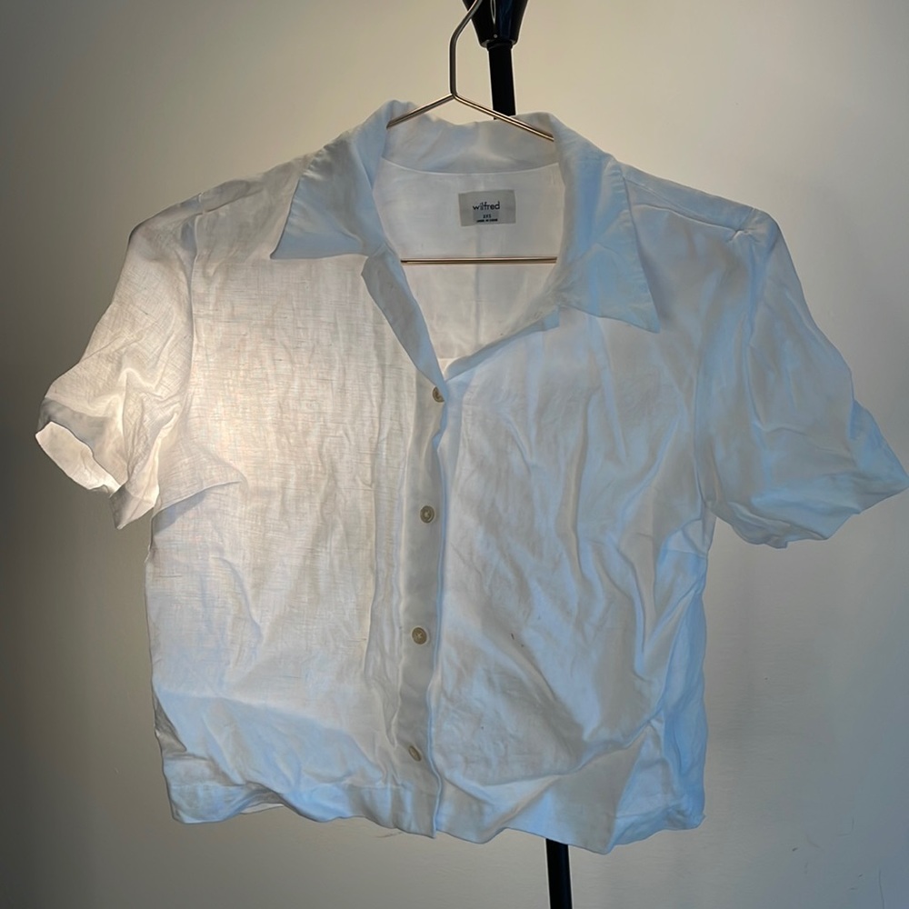Aritzia | wilfred | cropped linen button up | XXS